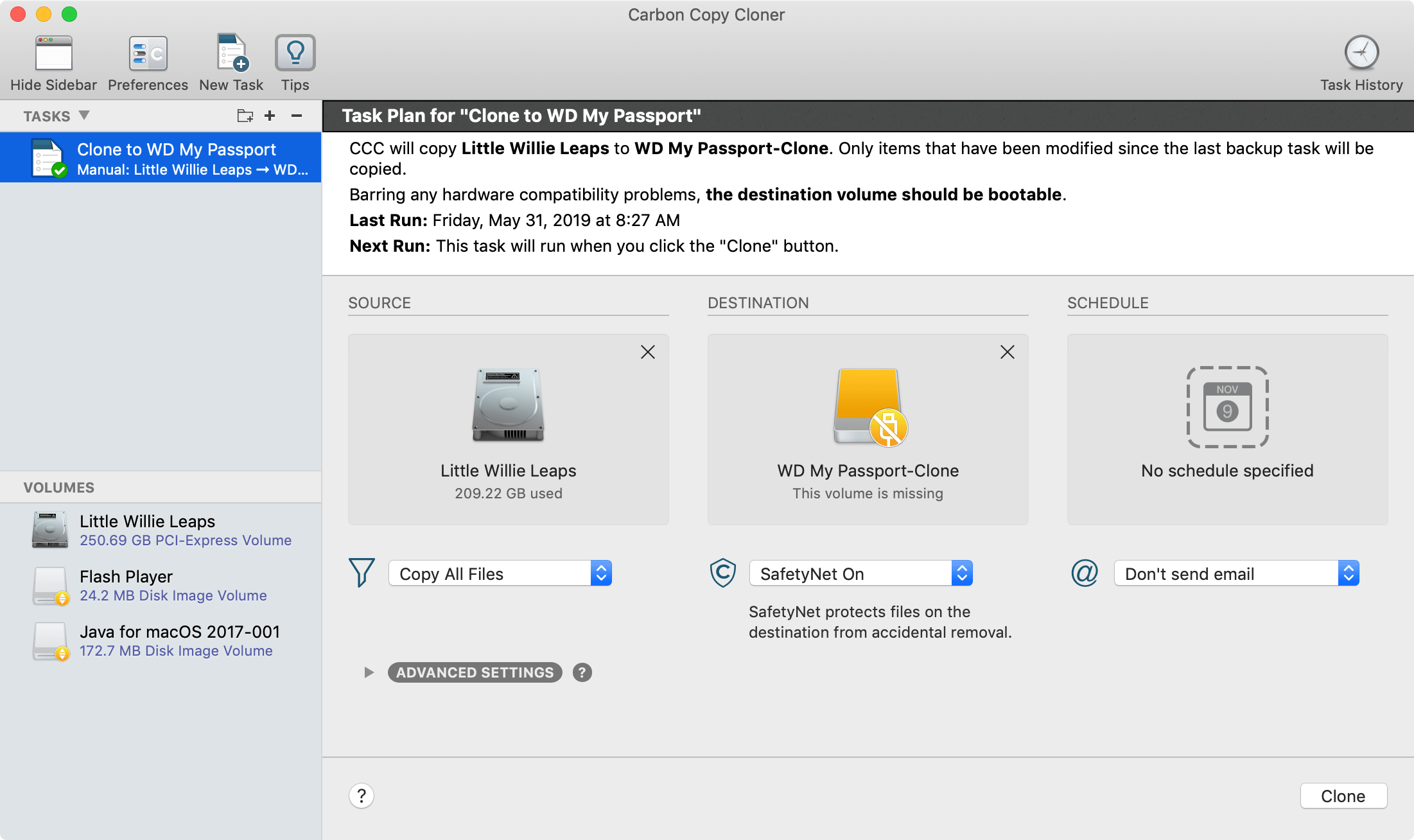 carbon copy cloner not working with new macbook pro